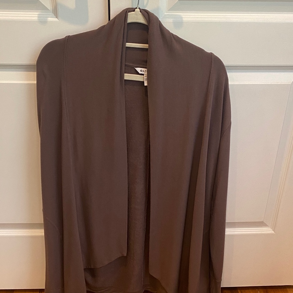 Athleta Open-Front Taupe Draped Cardigan